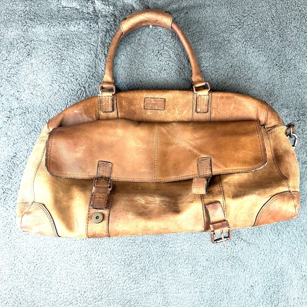 The British Belt Duffle Bag Holkham Milled Brown Weekender Leather